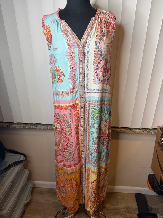 Hale Bob Dresses & Skirts - Hale Bob Sleeveless Patchwork Maxi Dress in Turquoise and Coral Size Medium